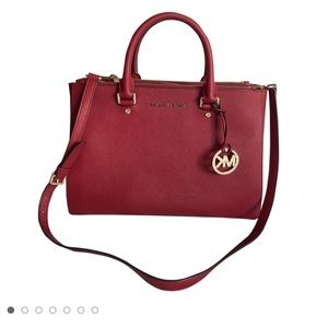 MK Sutton leather handbag Maroon color
